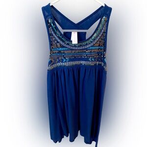 Women’s Blue Beaded No Boundaries Draped Tank Top Size L/G (11-13)